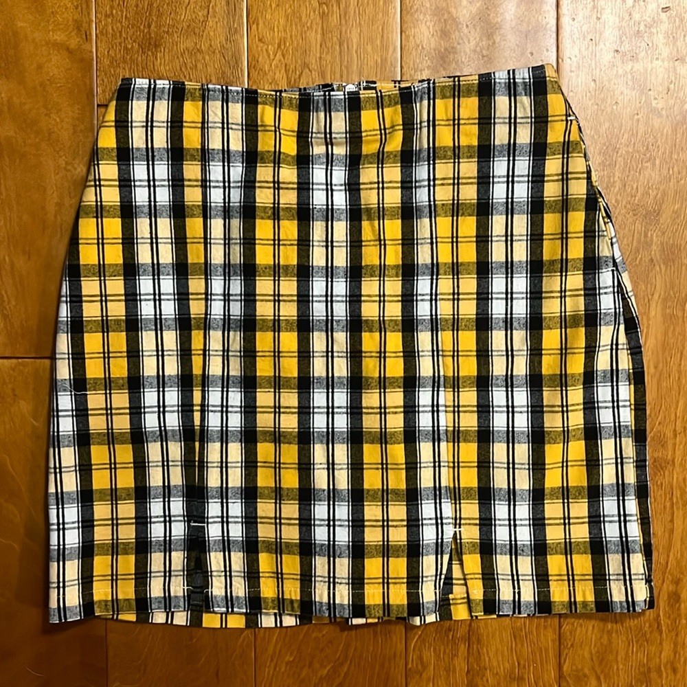Hollister Yellow Plaid Pencil Mini Skirt Size Small Y2K Clueless Preppy Twee - Picture 4 of 11